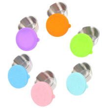 6Pcs Stainless Steel Seasoning Cups With Silicone Lids