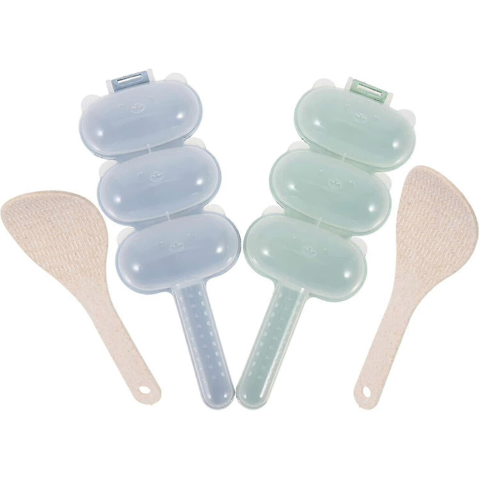 DIY Sushi Molds, Rice Ball Mold Set, Sushi Rice Maker, Shaker with Rice Spatula for Meal Prep, Food Decoration (2 Sets)