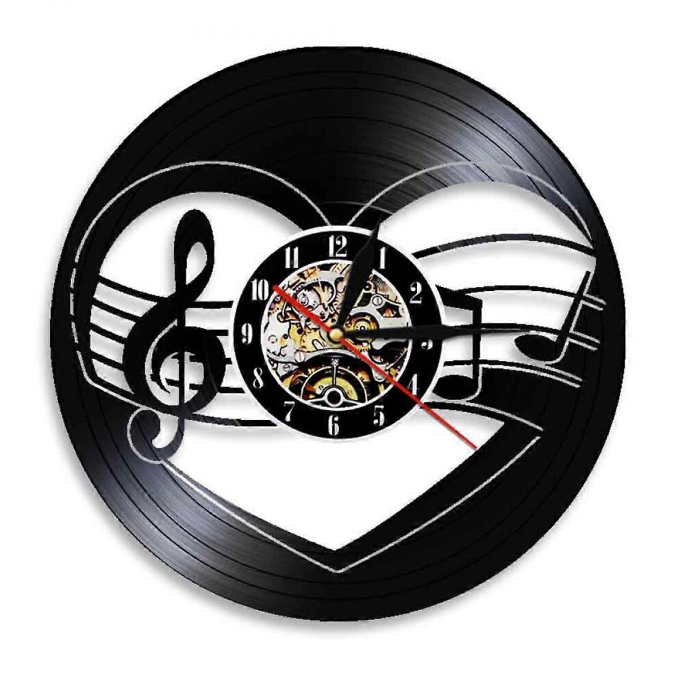 Kikidex (As Show, One Size) Music Vinyl Record Wall Clock -Music Notes Vinyl Wall Clock - Vinyl Clock - Living Room Wall Decor - Unique Gifts For Music Lover Black