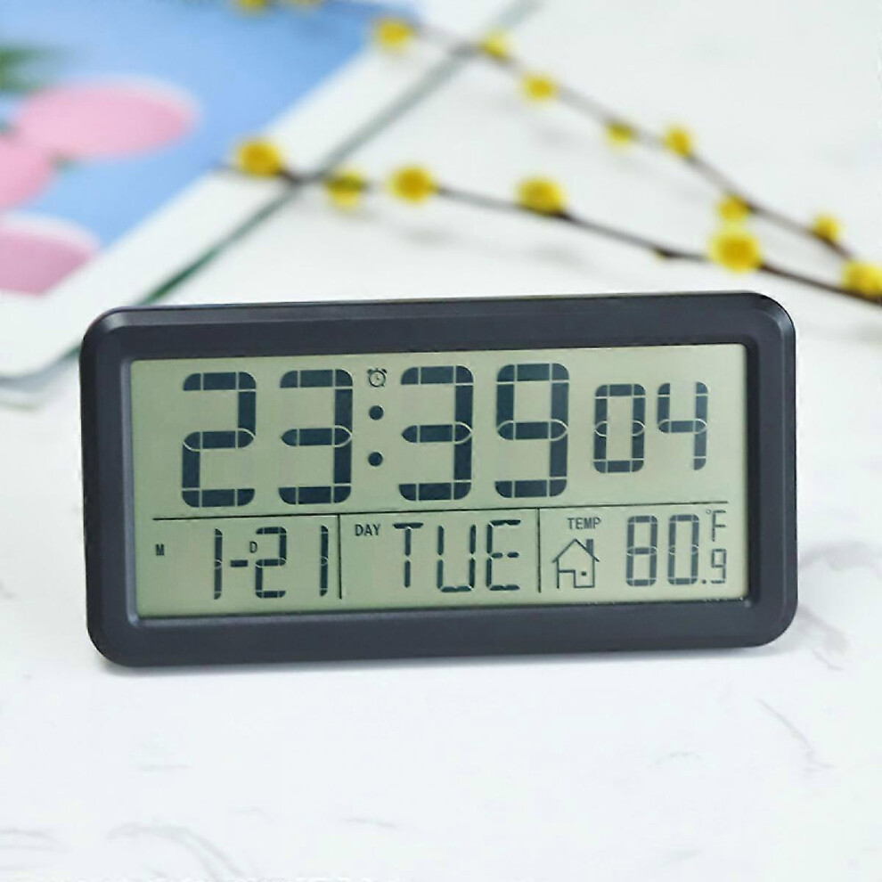 Kikidex (As Show, One Size) Digital Desktop Clock, Electronic Digital Alarm Clocks For Bedroom Home Decor, Lcd Screen With Time/Calendar/Temperature Display,