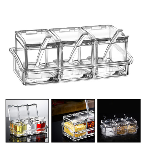 clear acrylic spice seasoning boxes set for kitchen home use 2