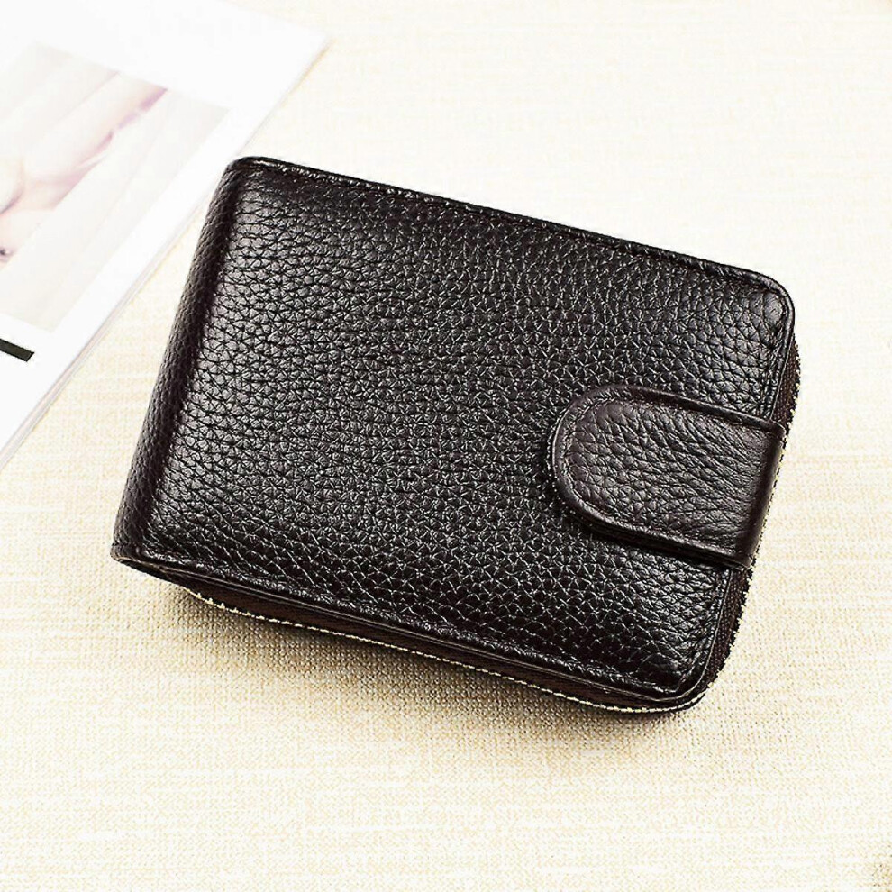 Kikidex (As Show, One Size) Gents Slim Rfid Zip Around Wallet Genuine Leather Bifold Style Coin Pocket Cardholder Wallets Purse Black
