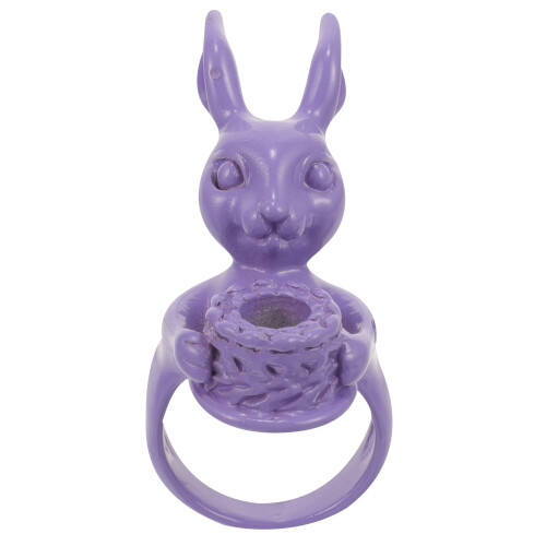 Violet Easter Rabbits Ring Iron Cartoon Cute Rabbit Candle Holder 1
