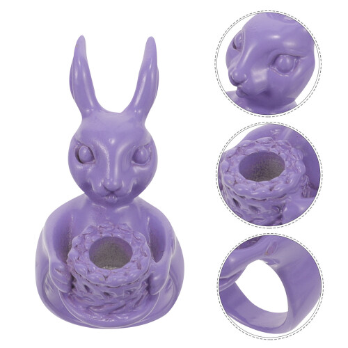 Violet Easter Rabbits Ring Iron Cartoon Cute Rabbit Candle Holder 2