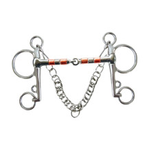 Horse Bit Snaffle Bit For Horse Training Outdoor Riding Equestrian Metal With Hooks Curb Chain 135 mm
