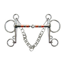 Horse Bit Stainless Steel Loose Rings Snaffle 127 Mm Rustproof With Hooks Curb Chain