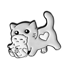 funny small cartoon alloy cat brooch for clothes bag jeans