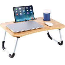 (Walnut) CROWNSHOP Foldable Laptop Table Stand Desk Bed Computer Table Bed Picnic Stand Notebook Tray Home Use (Multi-color)