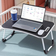 (Black Brushed) CROWNSHOP Foldable Laptop Table Stand Desk Bed Computer Table Bed Picnic Stand Notebook Tray Home Use (Multi-color)