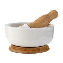 Ceramische kom en stamper set voor fijnmalen van groenten, fruit, knoflook