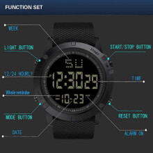 (blue)Men Sport Watch Multifunction Military Sports Watch Waterproof Luminous LED Digital Kids Clock Big Dial Student Electronic Watch