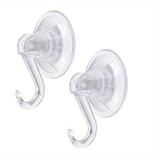 (Clear, 2pcs) Suction Cup Hook (2pcs), Clear Heavy Duty Vacuum Suction Cup Hooks, Removable Strong Window Glass Door Suction Hangers, Bathroom Shower