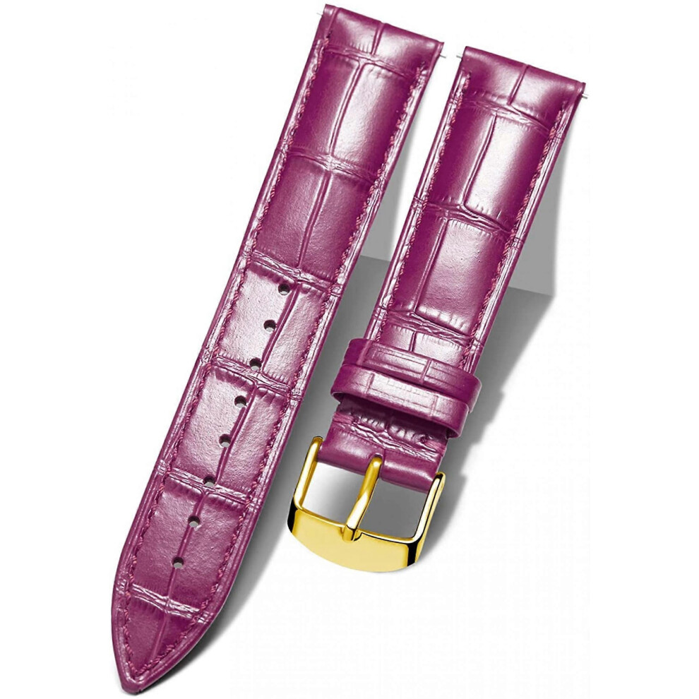 Kikidex (As Show, One Size) Aveki Genuine Leather Replacement Watch Band Multicolor Waterproof For Men Women, G-Amaranth (18Mm)
