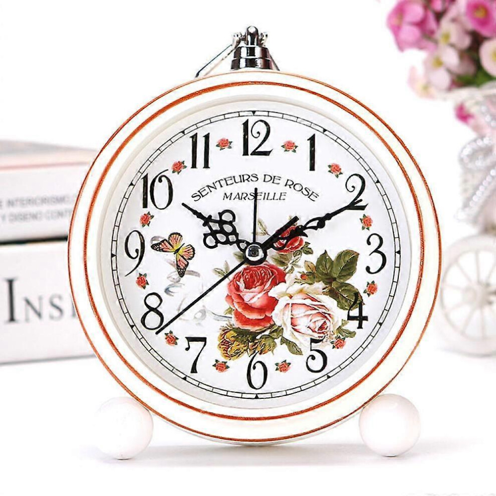 Kikidex (As Show, One Size) Saytay Bedroom Alarm Clock, Pastoral Style Alarm Clock Home Decoration Desktop Clock