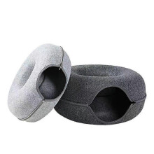 (Dark Grey) Cat Tunnel Donut Cat Bed House Cat Toys Play Rabbit Pet Cave