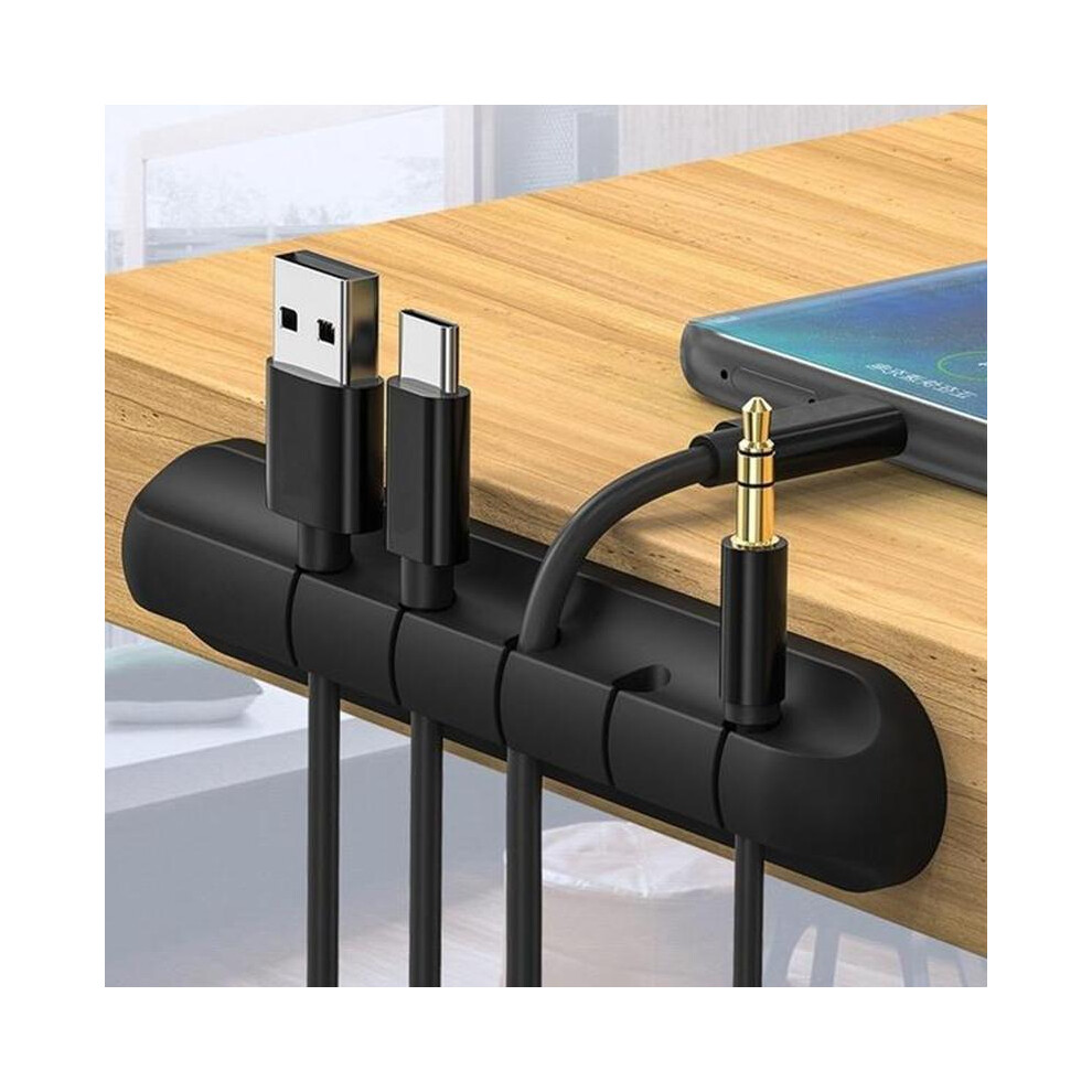 (7 Hole, Black) Silicone Retractable Cable Holder, 1 Count Flexible Cable Management Clips, Household Items Organizer, Table Organizer For Home, Desk 5071832430131