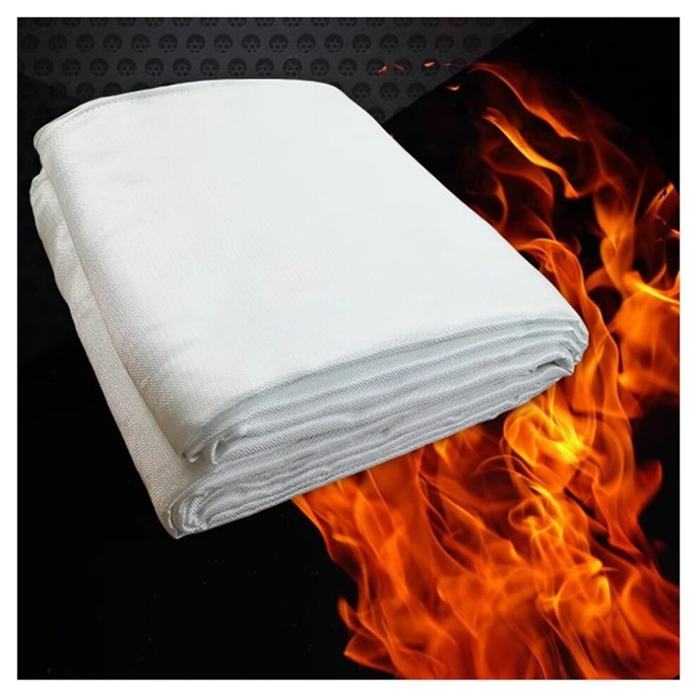 Heavy Duty Fiberglass Fire Blanket 2X2m-2Mm, Heat Resistant, Flame Retardant, Fireproof Insulation With Grommet, White 9084446107562