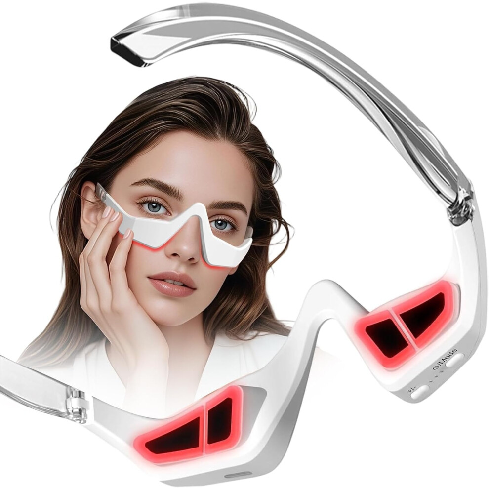 Chronus Red/Light/Dark Microcurrent Eye Massager With 4 Modes, Eye Treatment To Eliminate Eye Bags, Circles, Puffiness, Wrinkles And Fine Lines(White)