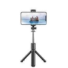 Portable Selfie Stick with Bluetooth Remote Control, 360-Degree Rotation, Telescopic Tripod(Black)