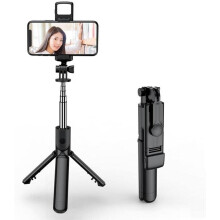 360 Selfie Stick 68cm Tripod Bluetooth Stable Stand Detachable Bluetooth Remote(Black)