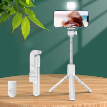 6 in 1 Wireless Bluetooth Selfie Stick, Selfie Stick Tripod with Light,360 Rotating Retractable(White)