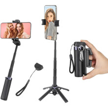 40 inch Extendable Selfie Stick Tripod, Phone Tripod with Wireless Remote Shutter, Group Selfies(Black)