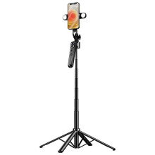 Smart Face Tracking Tripod Selfie Stick with LED Light, 360 Rotating 70" Phone Camera Stand (Black)