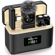 Microphone, Mini Microphone with Noise Cancellation, Clip-On Wireless Microphones for Recording(Black)