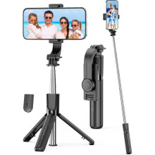 Portable Selfie Stick, 4 in 1 Extendable Phone Tripod Stand with Detachable Wireless Remote(Black)