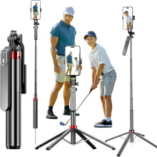 Monopod and Tripod Selfie Stick - Etendable Cell Phone Tripod Stand with Wireless Remote and Phone Holder(Black)