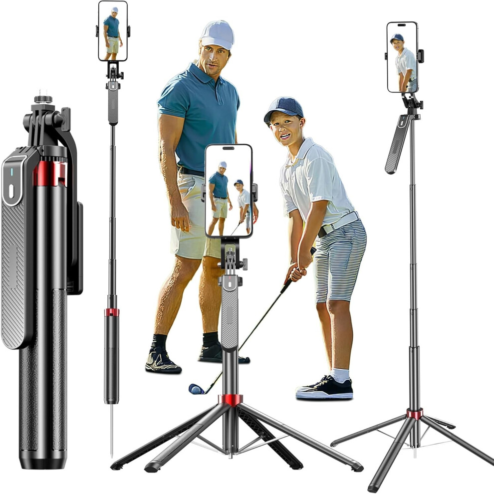 Monopod And Tripod Selfie Stick - Etendable Cell Phone Tripod Stand With Wireless Remote And Phone Holder(Black) Black 6976918079763