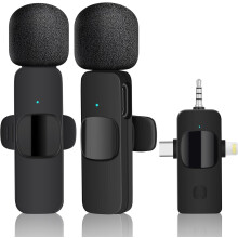 Wireless Lavalier Professional Noise Reduction Condenser Recording Microphones for Interview(Black)