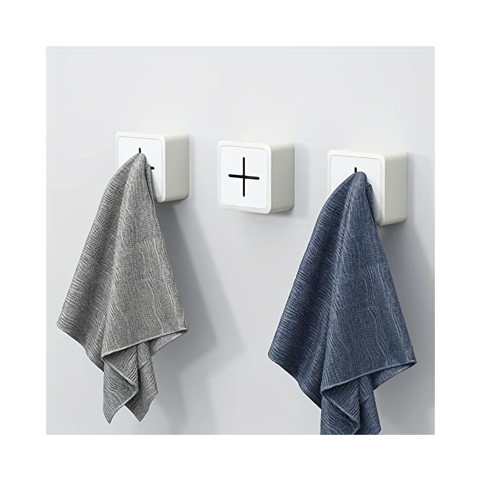 (Off White, One-Size) Wall Mounted Towel Hook, 3 Counts/Set Self Adhesive Towel Rack, Kitchen Towel Holder, Bathroom Towel Holder, Home Organizer 5071832429968