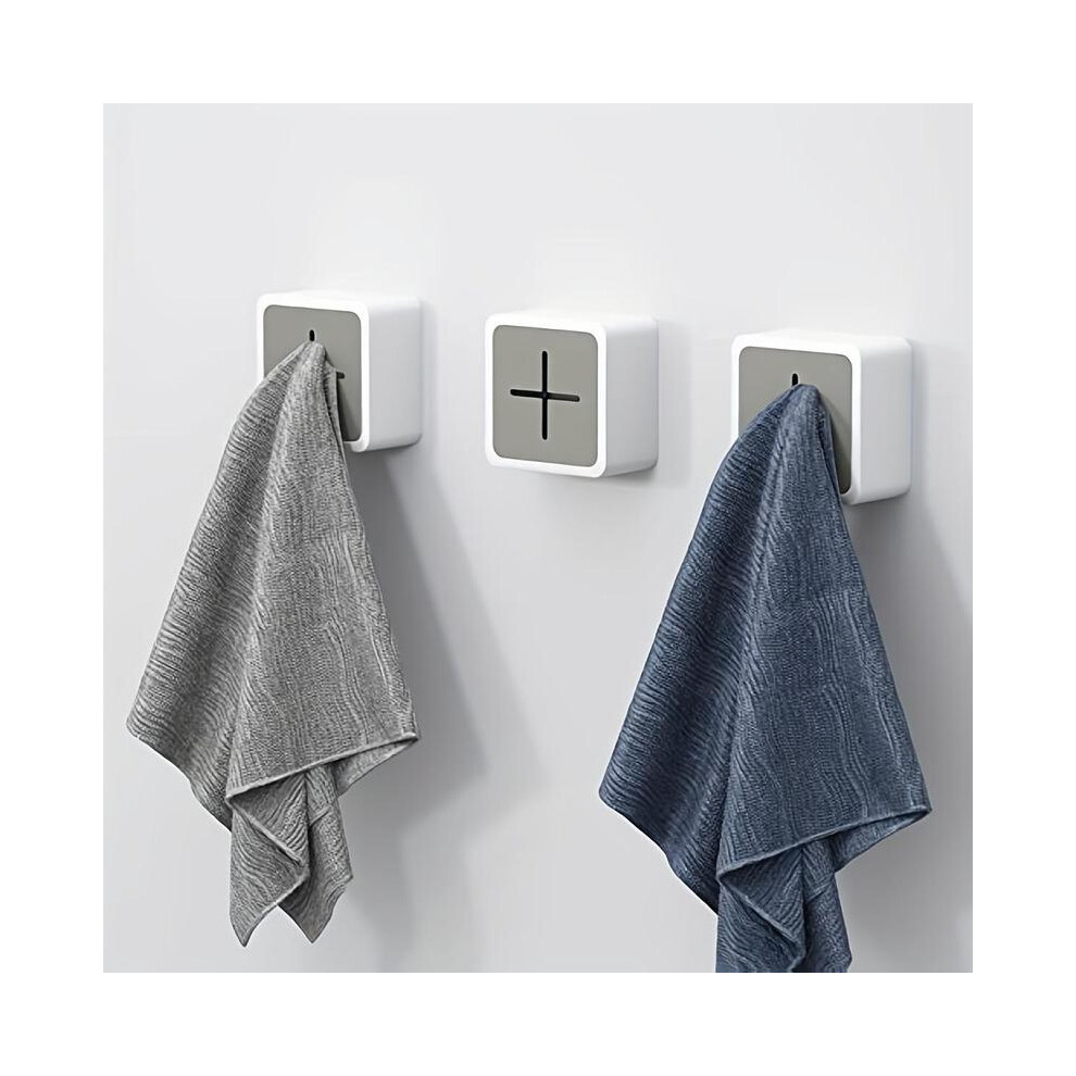 (Grey, One-Size) Wall Mounted Towel Hook, 3 Counts/Set Self Adhesive Towel Rack, Kitchen Towel Holder, Bathroom Towel Holder, Home Organizer 5071832429951