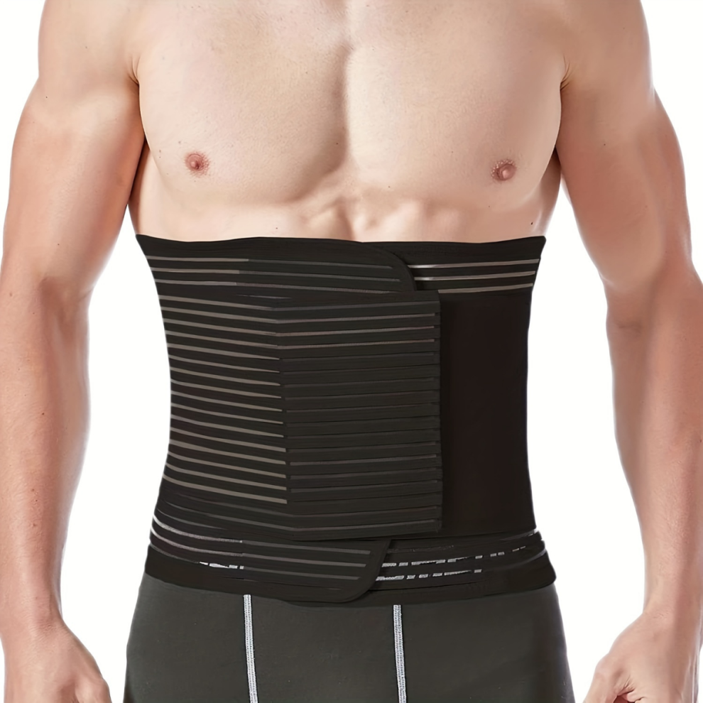 Black Abdominal Binder For Post Surgery & Postpartum Recovery, Abdomen Hernia Support Belt For Women & Men (, Large)-Good