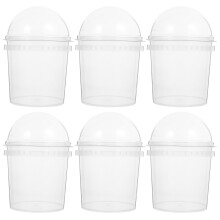 6 plastic bekers met puntdeksels, geschikt voor ijs, snacks en popcorn