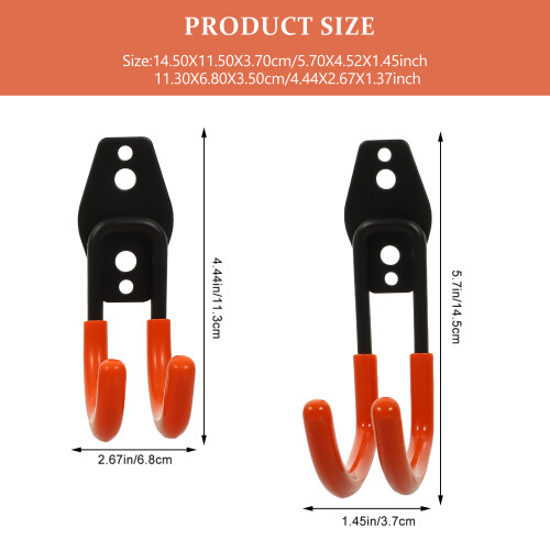 4Pcs Orange Garage Hooks Heavy Duty Wall Mount Hooks for Tools 2