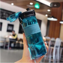 (Blue) 500ML Sport Water Cup Plastic Portable Water Container Couples Student Mug Large Capacity Outdoor Travel Sport Water Bottle