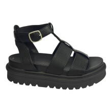 (1 BLACK , EU 40 - UK 7) Ladies Chunky Sole Flatform Strappy Sandals - New Platform Gladiator Shoes for Women