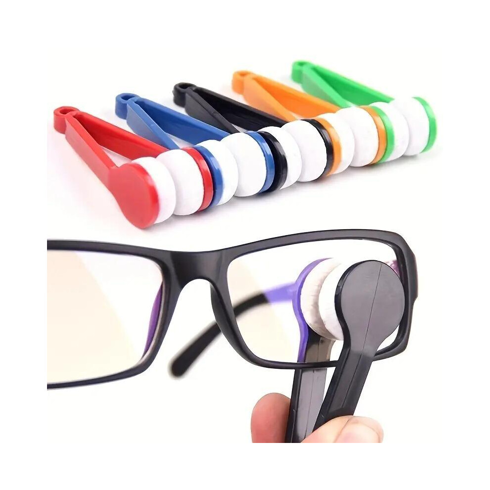 (Random Color, 5pcs) Random Color Portable Glasses Cleaning Cloth, 5 Counts Multifunctional Glasses Cleaning Tool with Handle, Cleaning Products, Dura