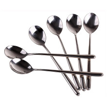 8pcs stainless steel long-handled spoons for rice, soup, coffee