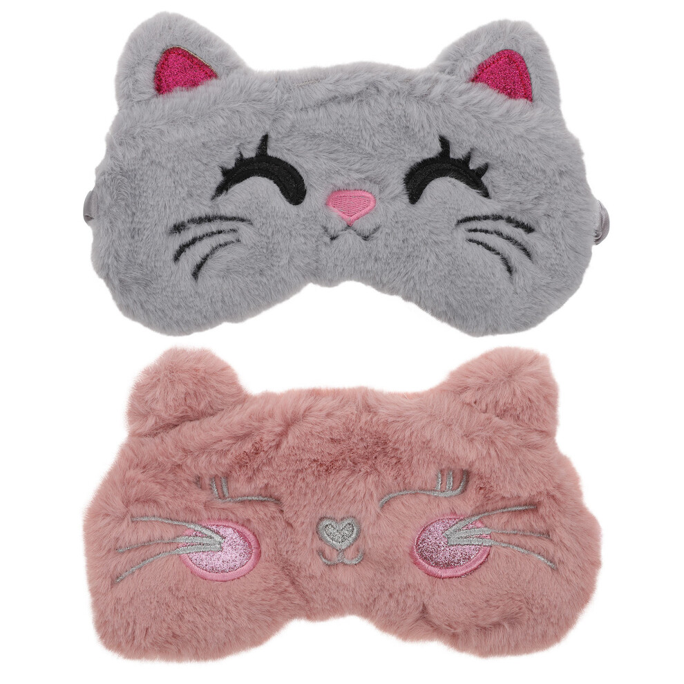 Inoomp Light 2Pcs Plush Eye Masks Eye Protective Patches Cartoon Shading Blindfolds