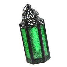 morocco style iron hanging candle holder lantern green desktop ornament