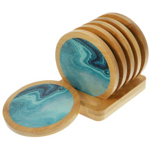 round cup pads table coasters drink wooden reusable cup mats set