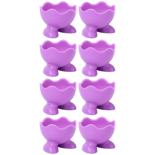 8Pcs Silicone Egg Cups Purple for Boiled Egg Stand and Kitchen Gadgets