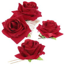 3pcs rose flower hair comb, u-shaped stick, pin set for women girls