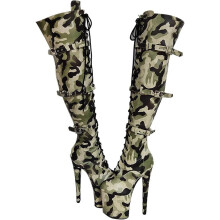 20 cm Camouflage Sexy Overknees Boots Waterproof Platform High Heels Night Club Pole Dance Shoes Ladies EU 38 Size F
