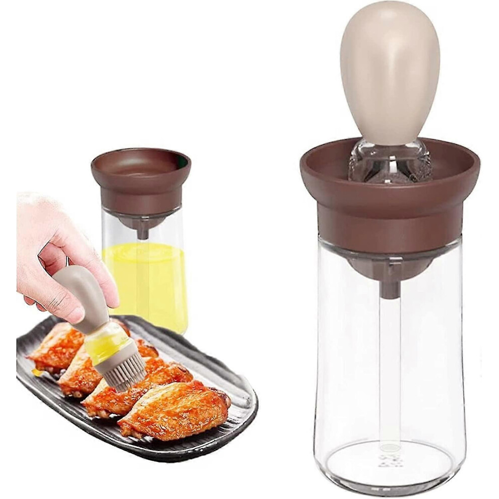 Oil Dispenser Bottle, 2 in 1 Condiment Bottles for Cooking, Baking, BBQ, Grilling, Turkey Basting and Baking (Coffee)