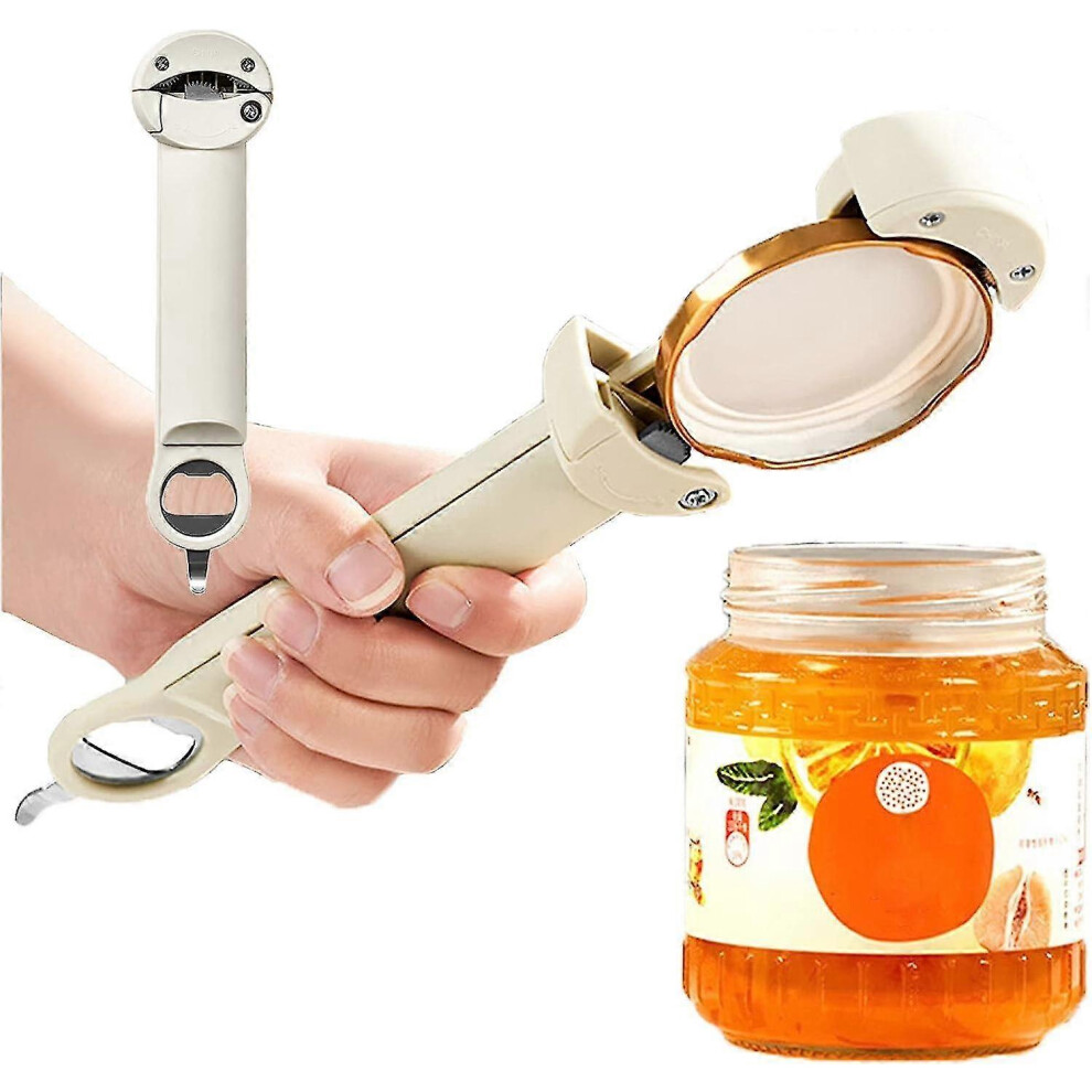 Multi-function Retractable Bottle Opener, Adjustable Stainless Steel Corkscrew for Removing Stubborn Lids, Adjustable Multi-function Can Opener White