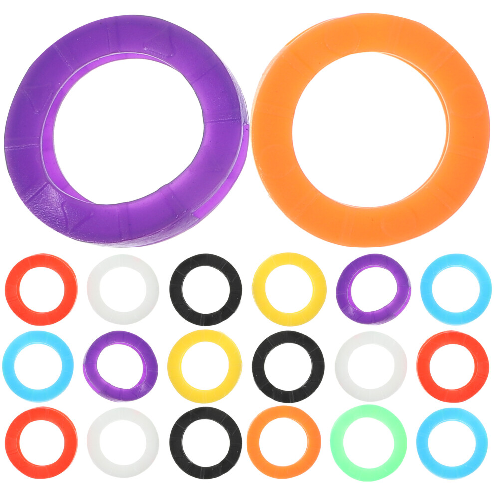 24Pcs Bright Colored Silicone Key Caps With Elastic Identifier Rings 3301456963053